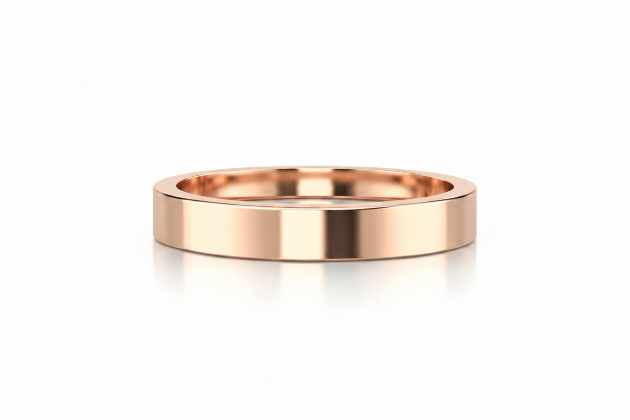 Argolla lisa recta en oro rosa 4mm