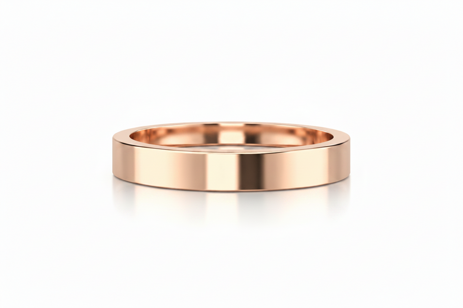 Argolla lisa recta en oro rosa 4mm