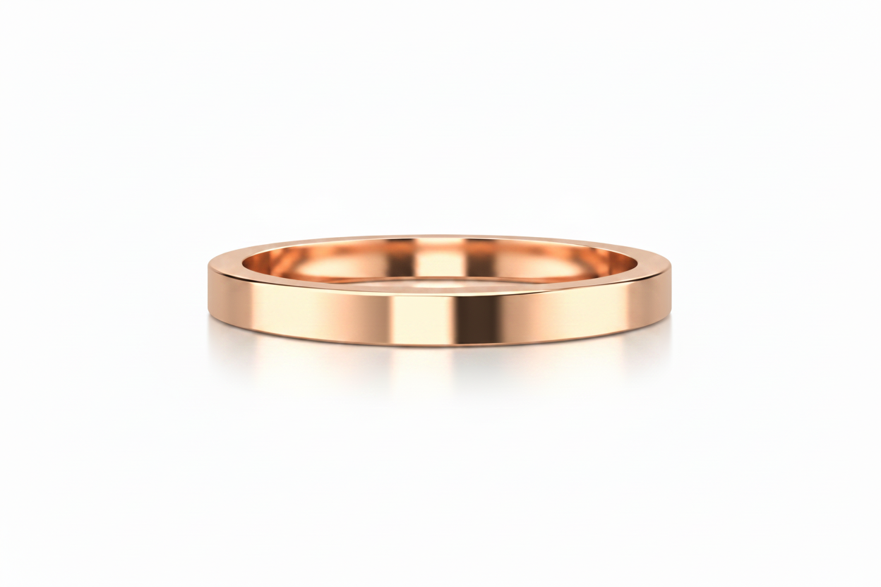 Argolla lisa recta en oro rosa 2mm