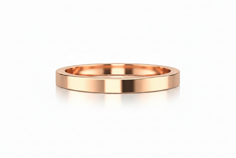 Argolla lisa recta en oro rosa 2mm