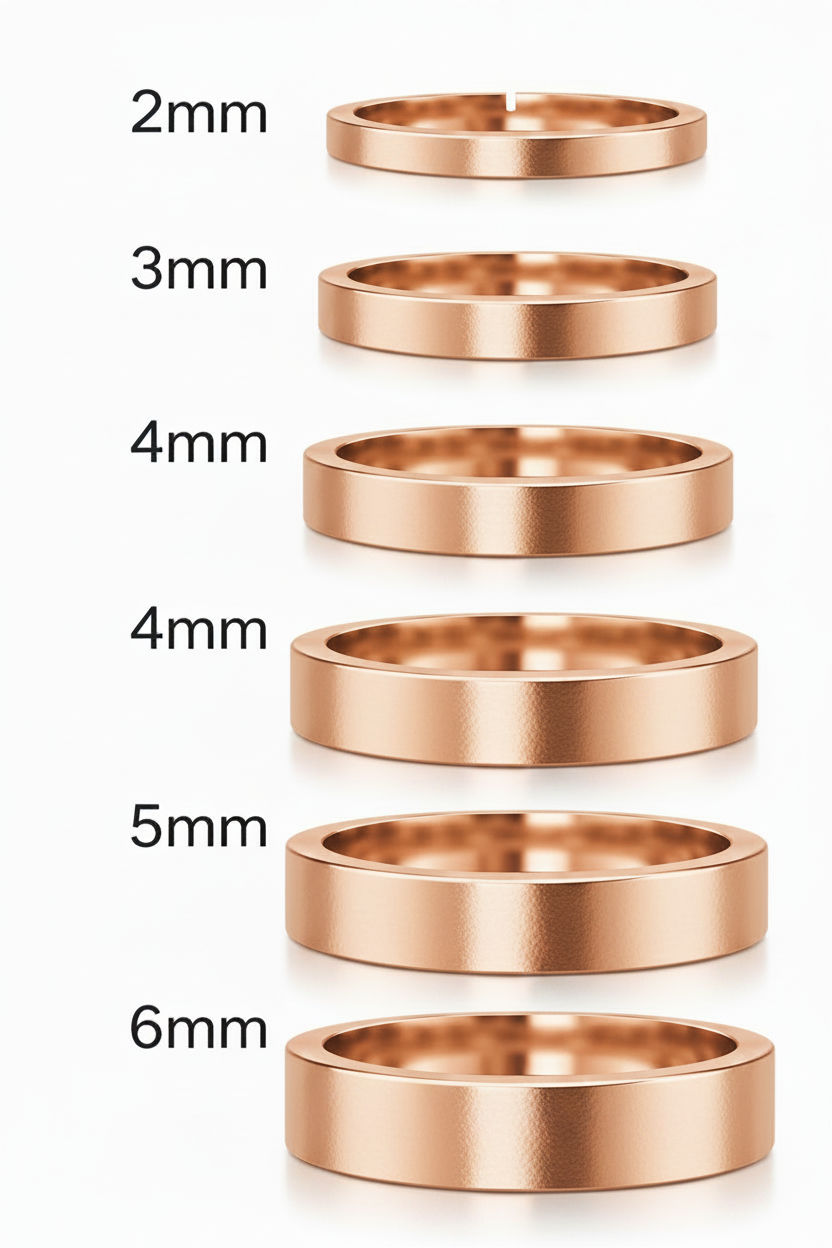 Argolla lisa recta en oro rosa 3mm