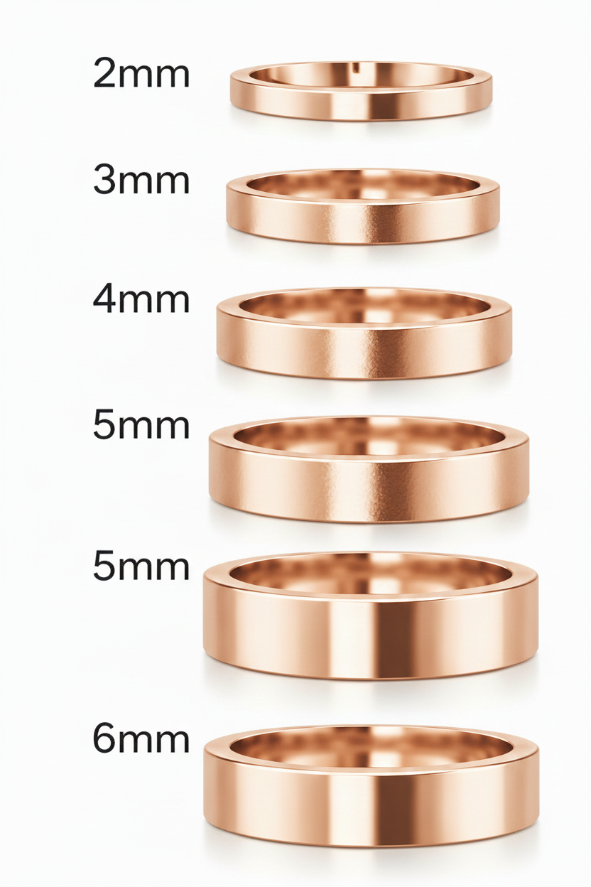 Argolla lisa recta en oro rosa 6mm