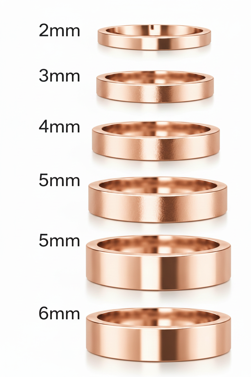 Argolla lisa recta en oro rosa 5mm
