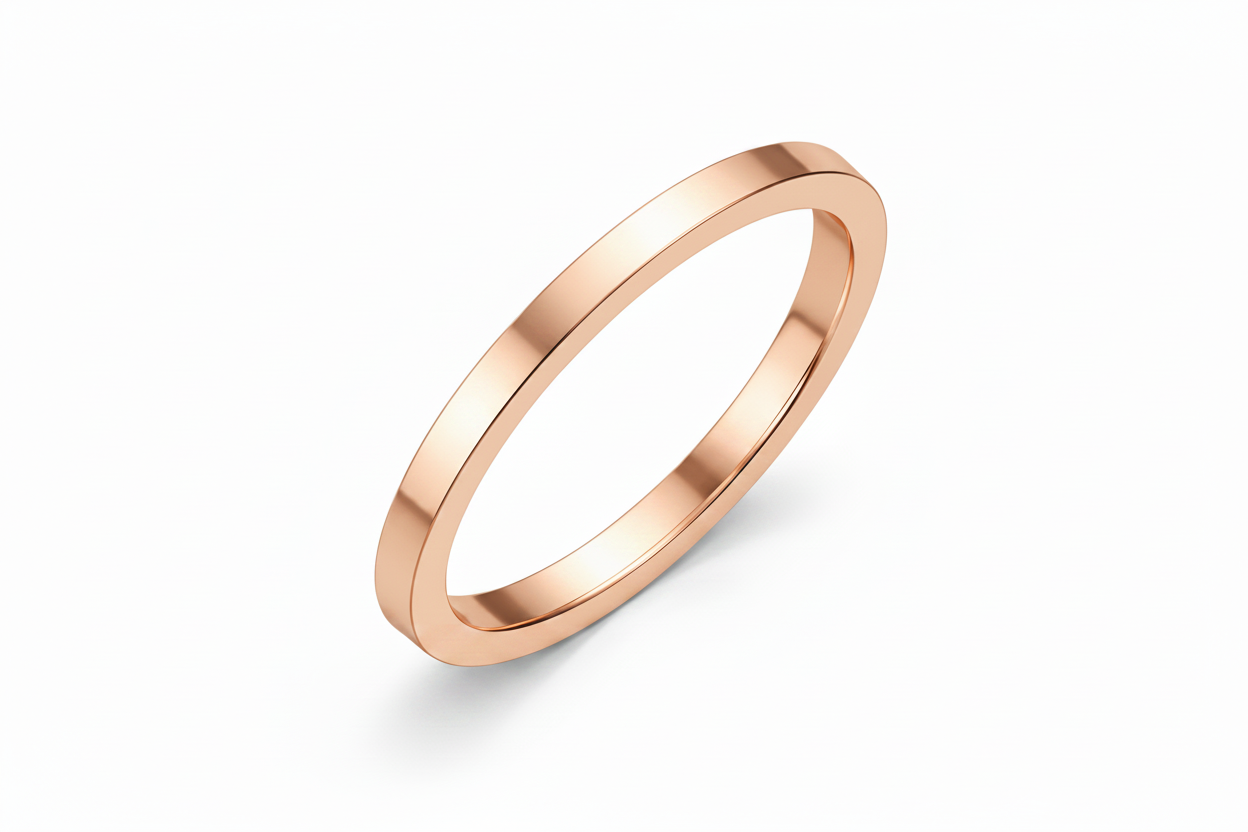Argolla lisa recta en oro rosa 2mm