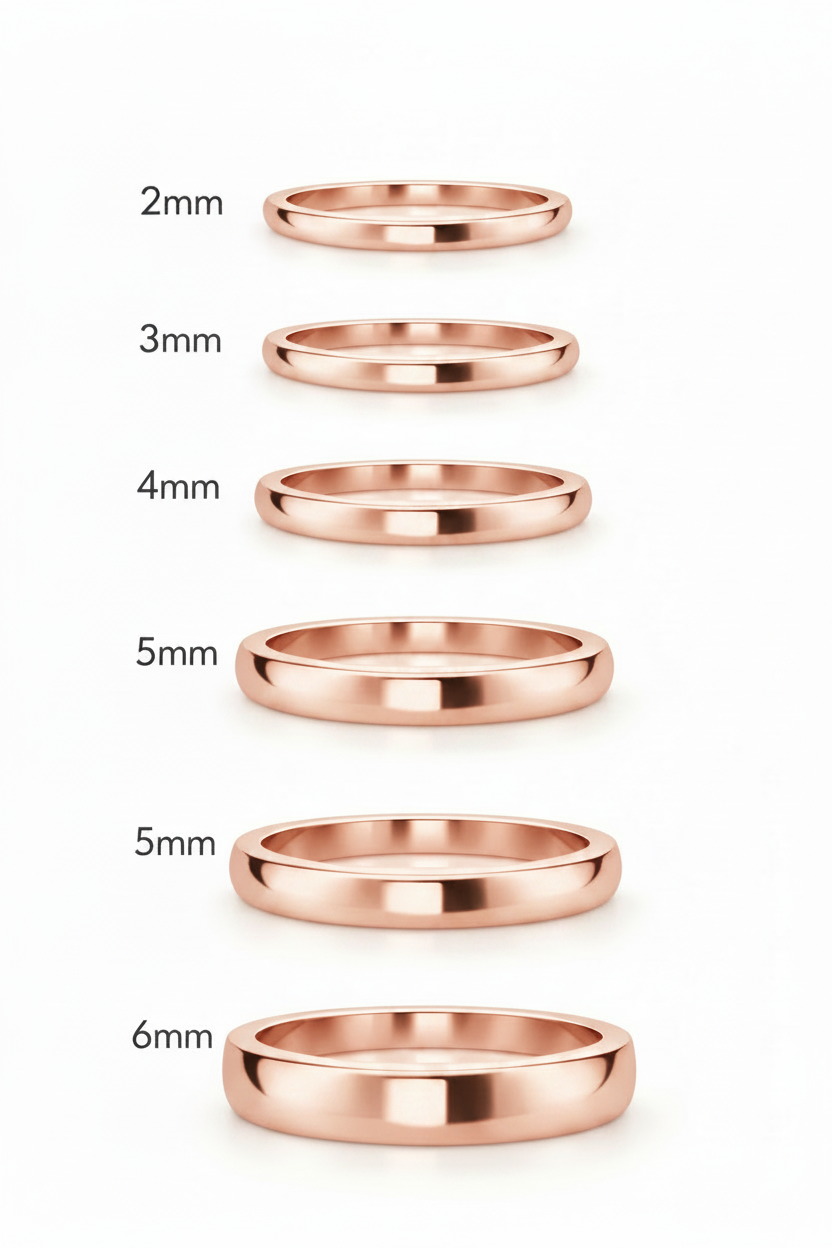 Argolla lisa curva en oro rosa 4mm