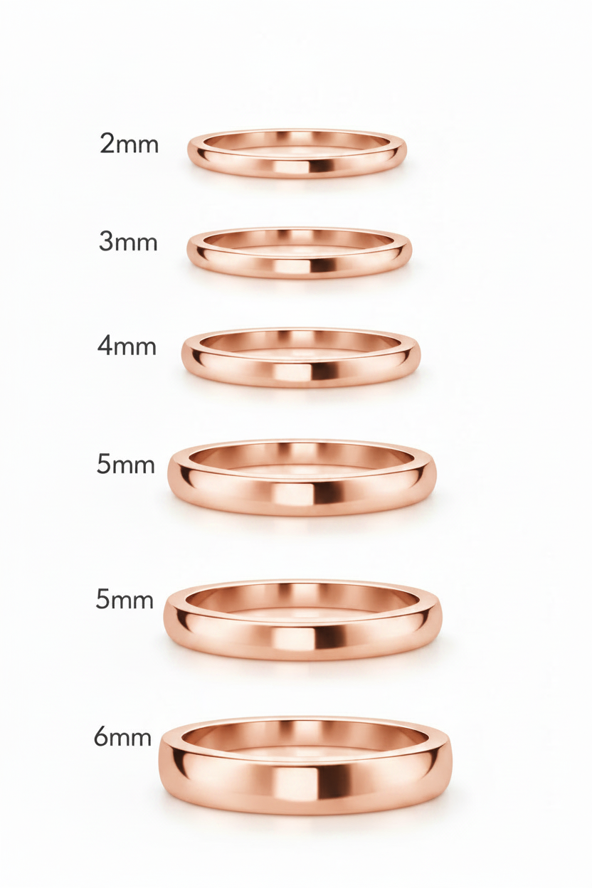 Argolla lisa curva en oro rosa 6mm