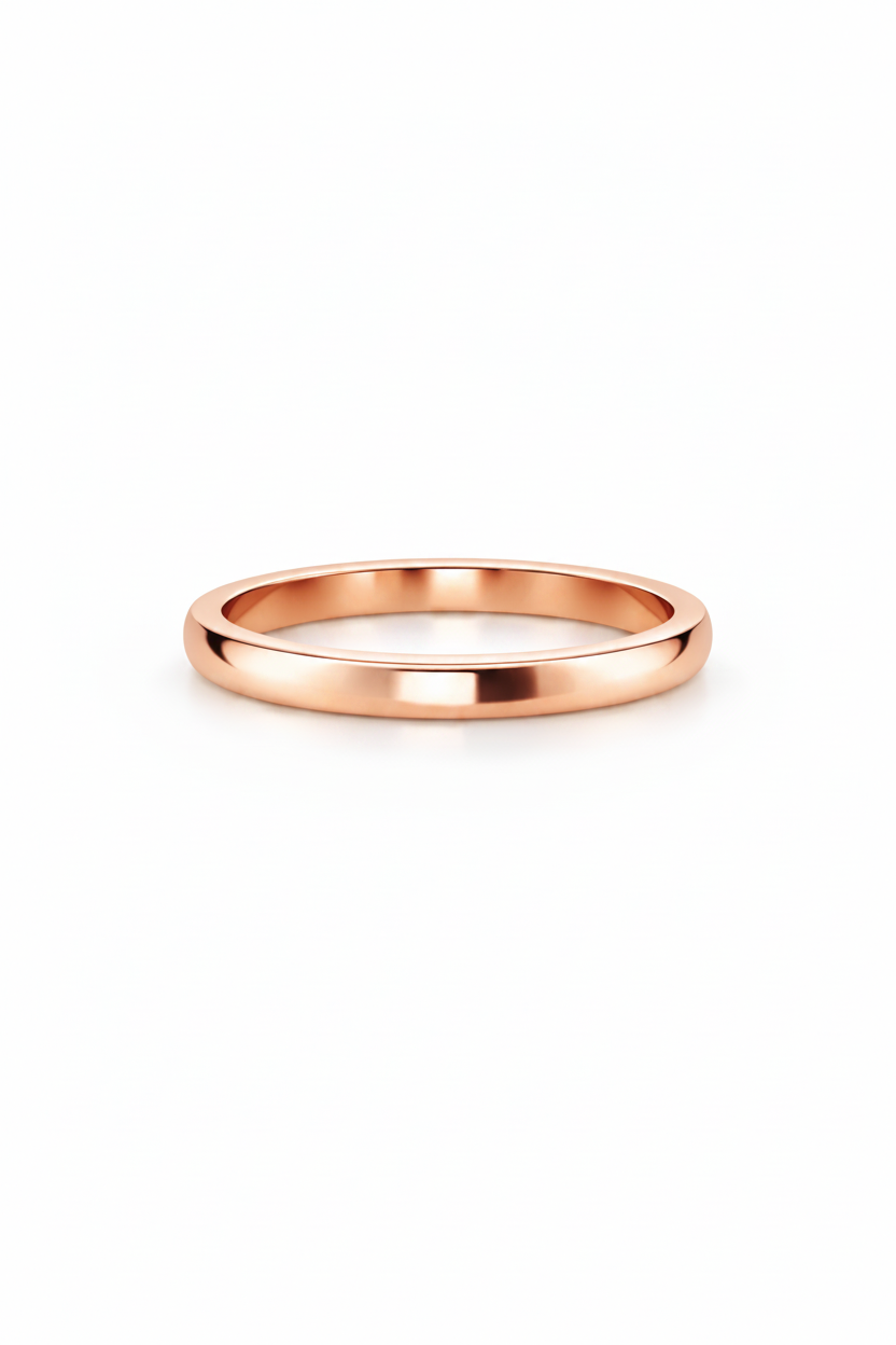 Argolla lisa curva en oro rosa 2mm