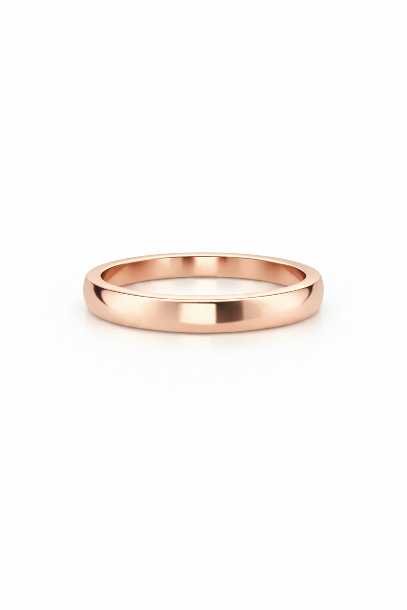 Argolla lisa curva en oro rosa 3mm