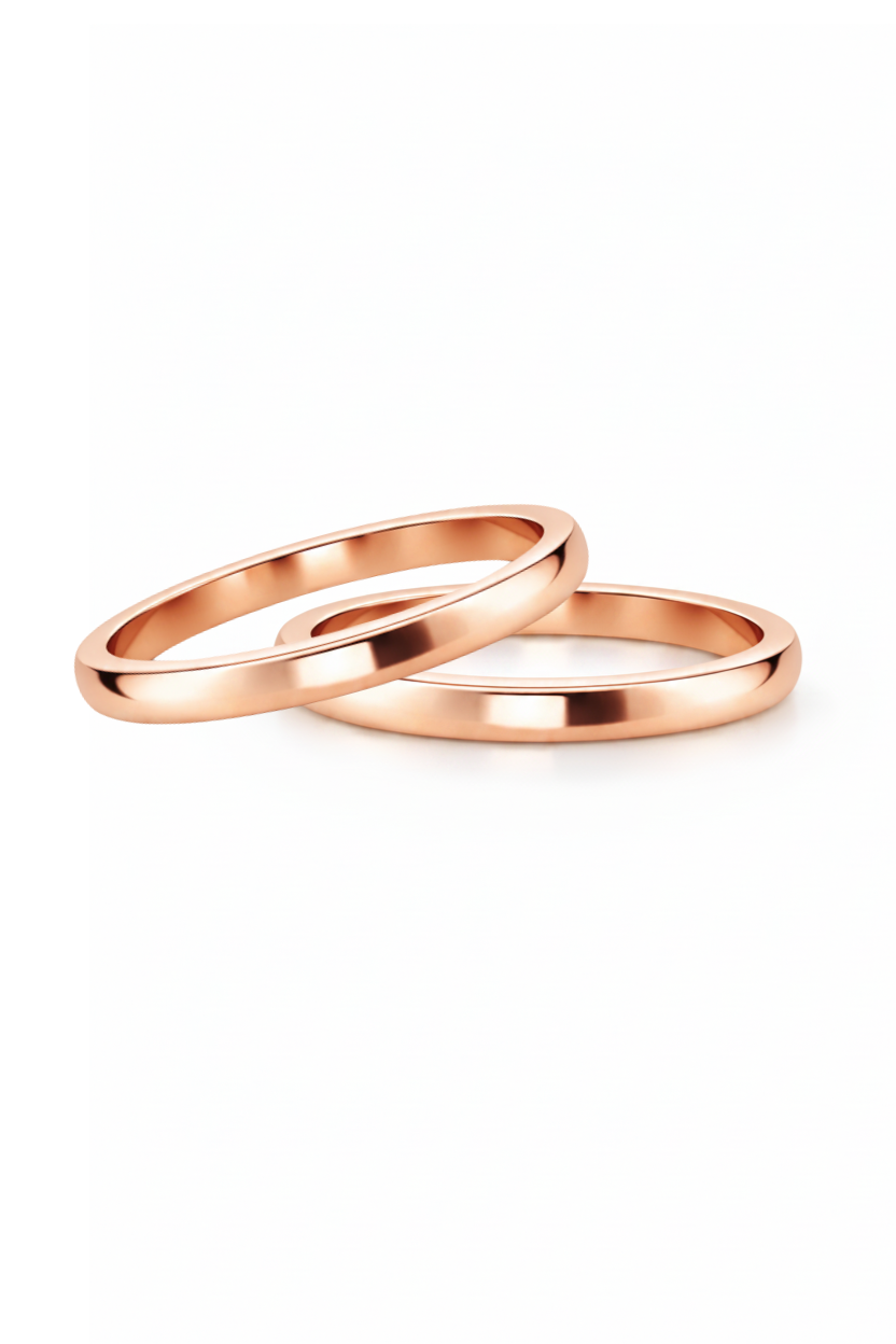 Dúo liso curvo en oro rosa 2mm