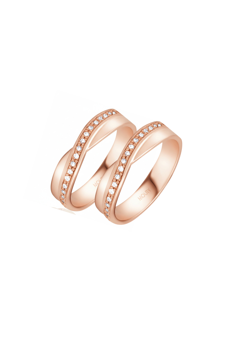 Dúo Infinite en oro rosa 5mm con circonias