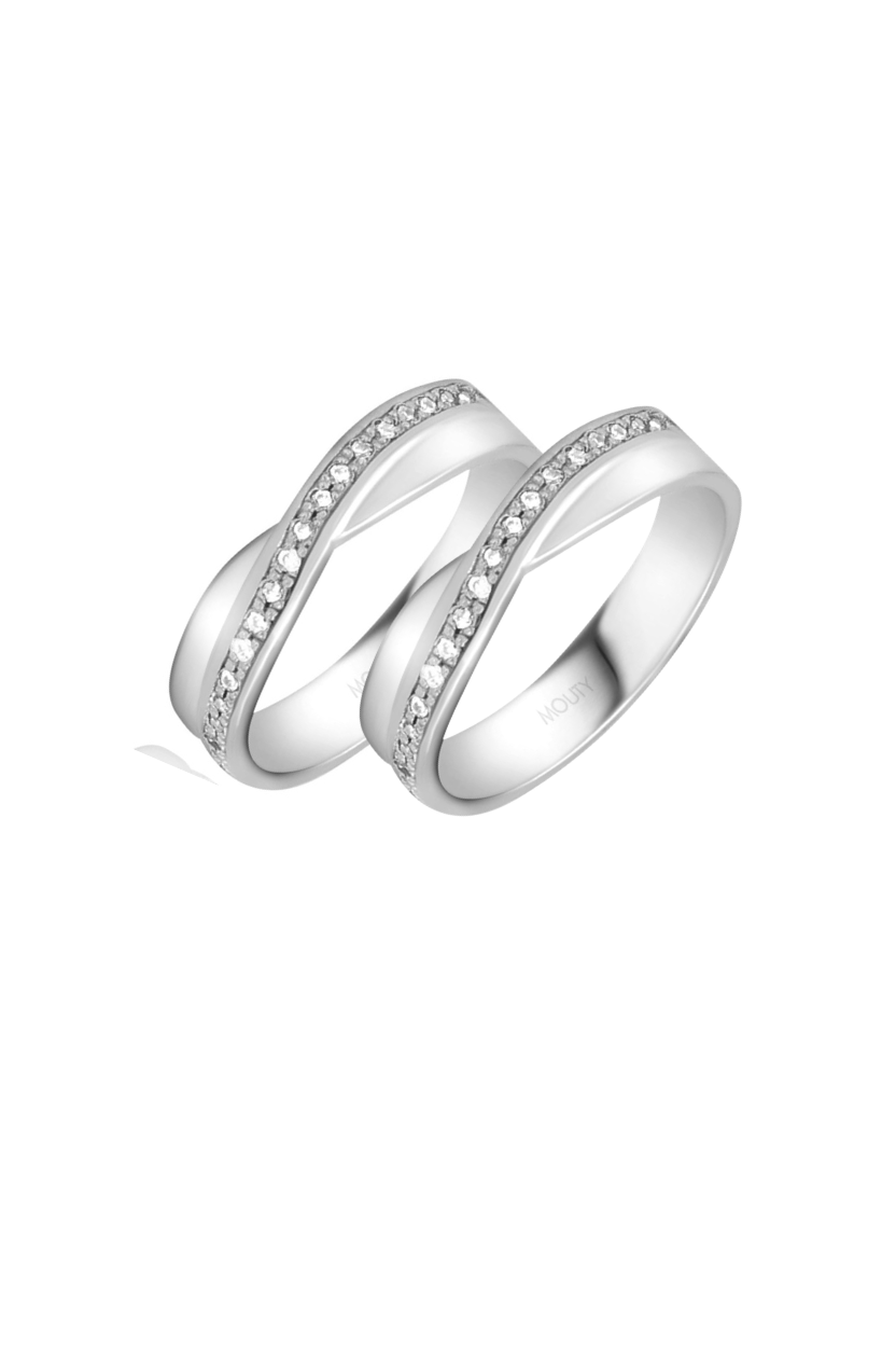 Dúo Infinite en oro blanco 5mm con circonias