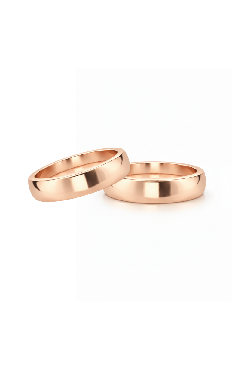Dúo liso curvo en oro rosa 6mm
