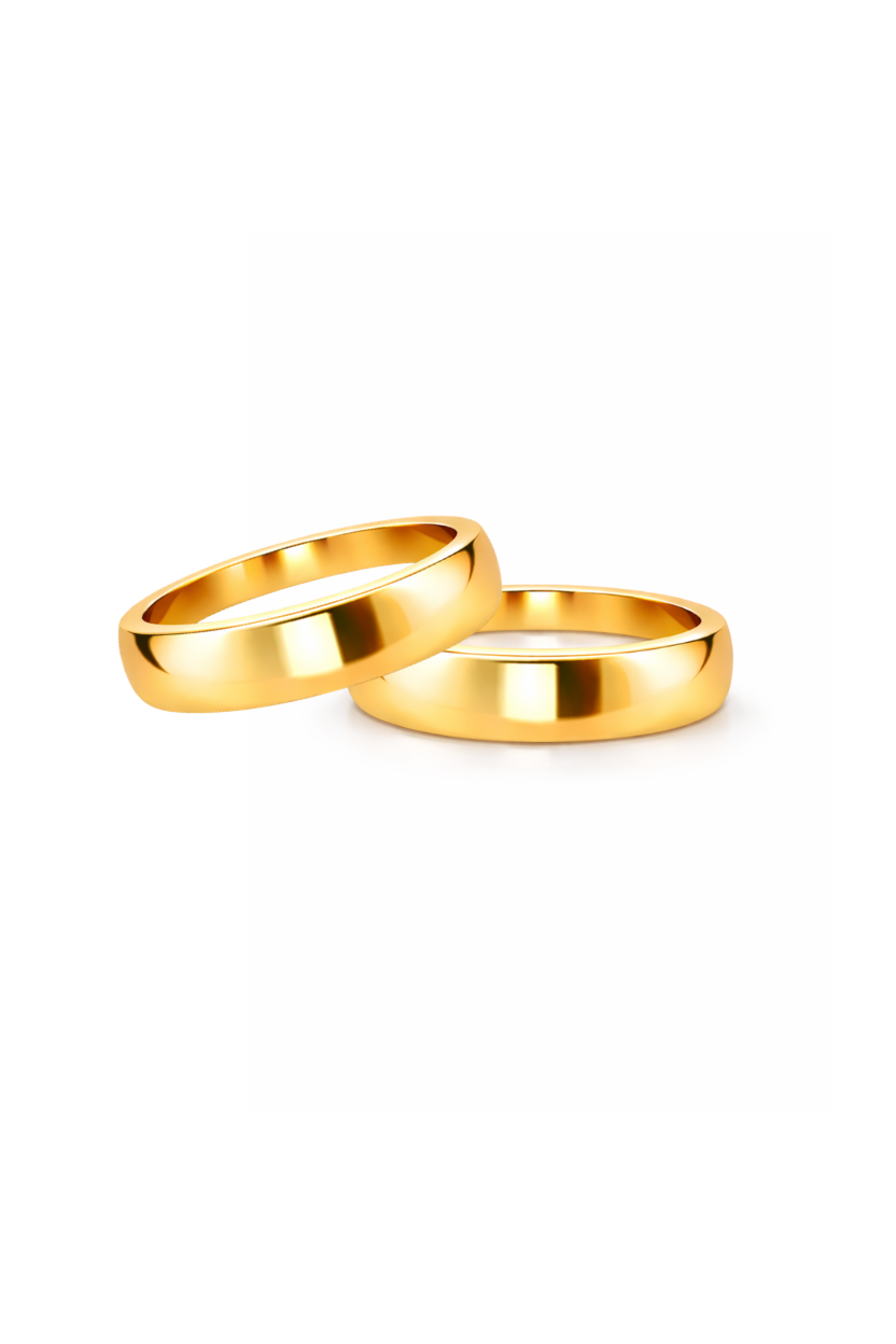 Dúo liso curvo en oro amarillo 6mm