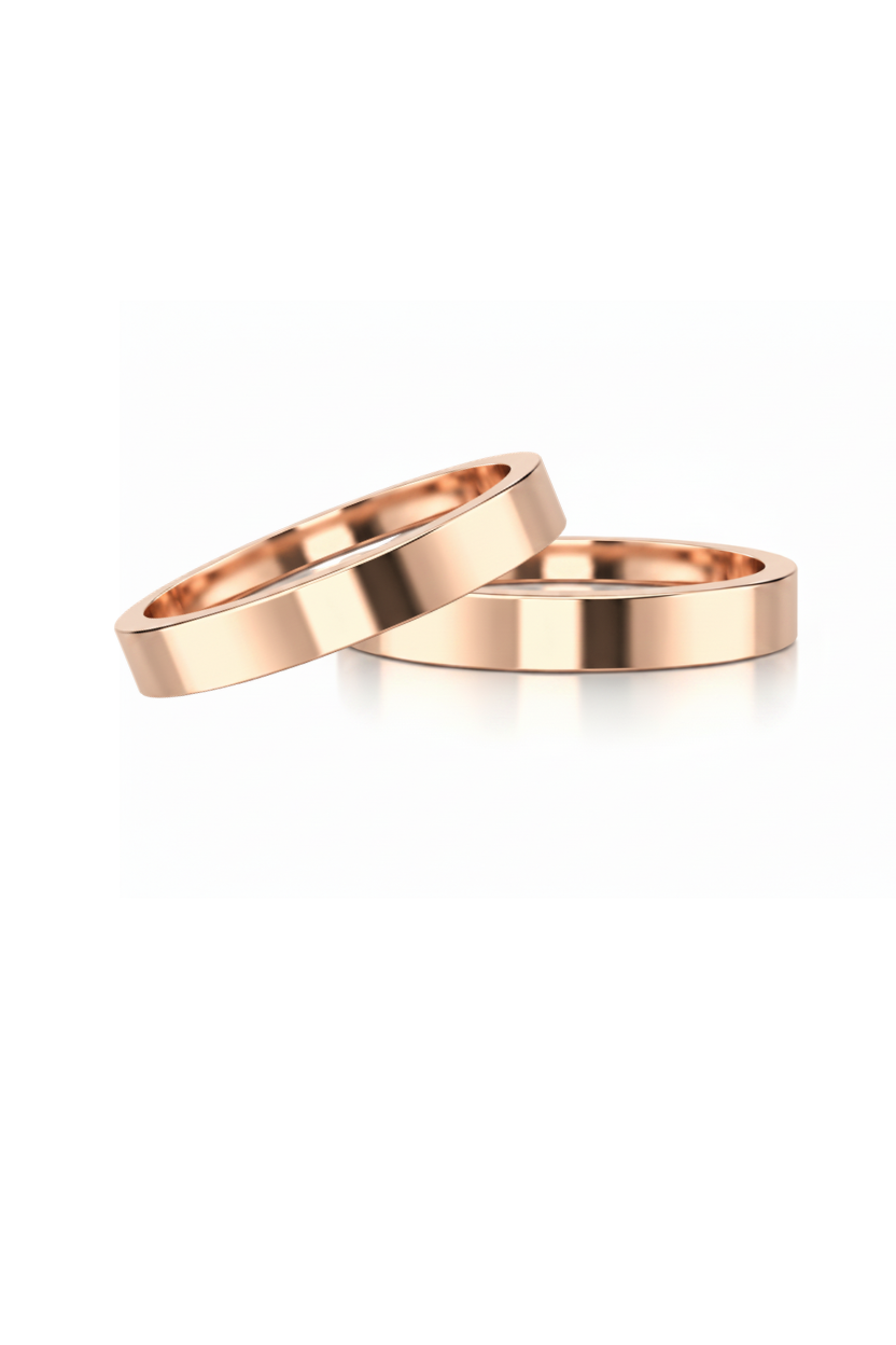 Dúo liso recto en oro rosa 4mm