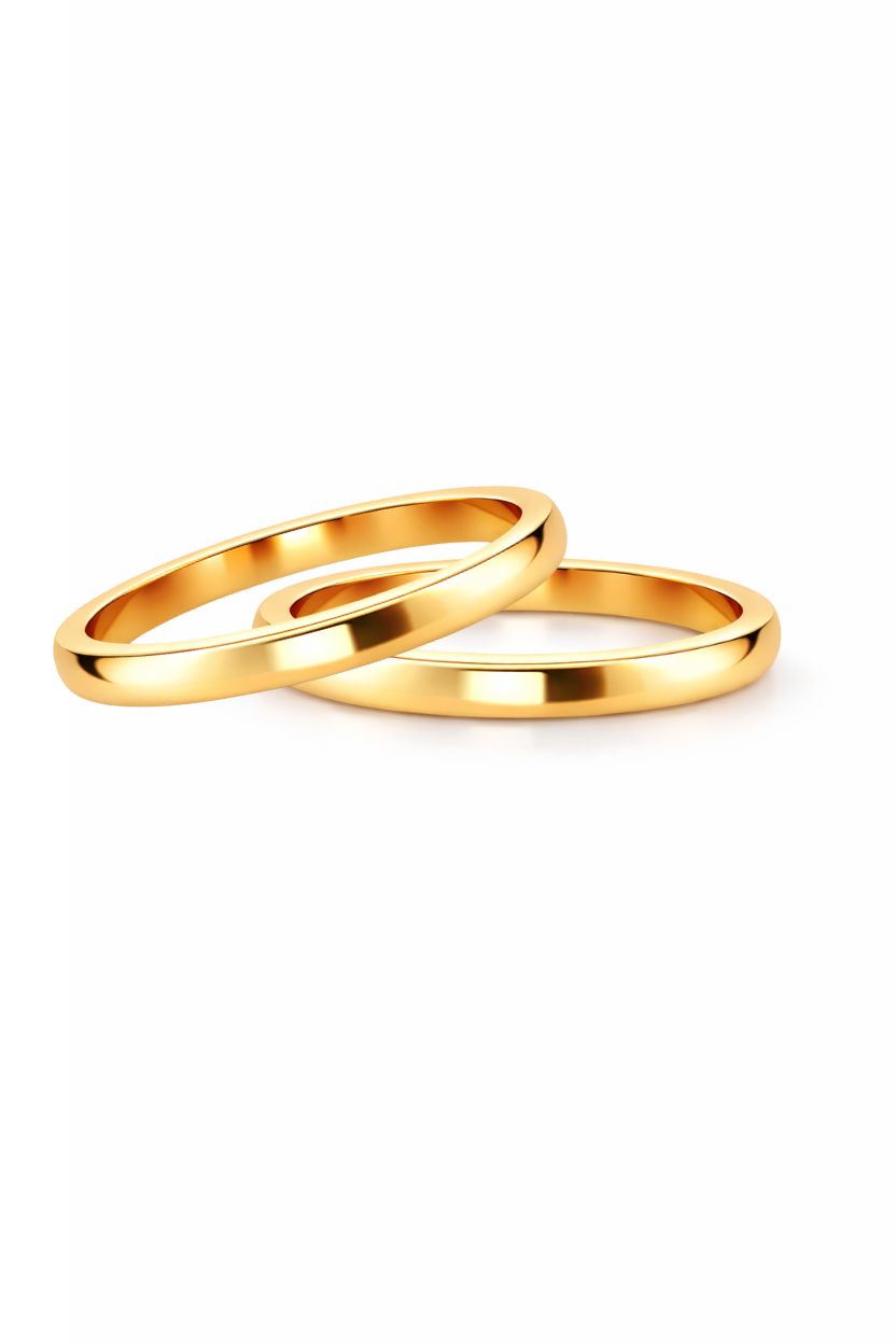 Dúo liso curvo en oro amarillo 2mm