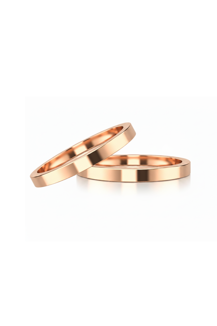 Dúo liso recto en oro rosa 2mm