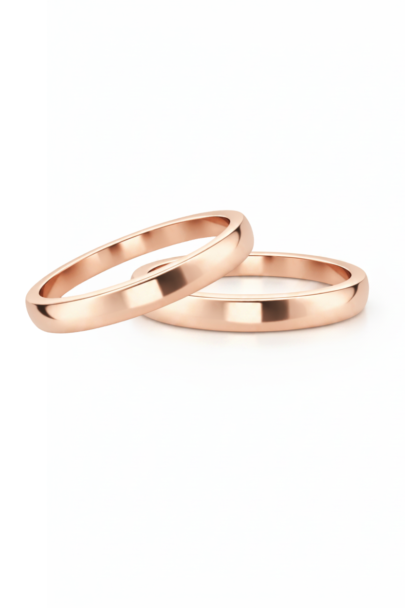 Dúo liso curvo en oro rosa 3mm