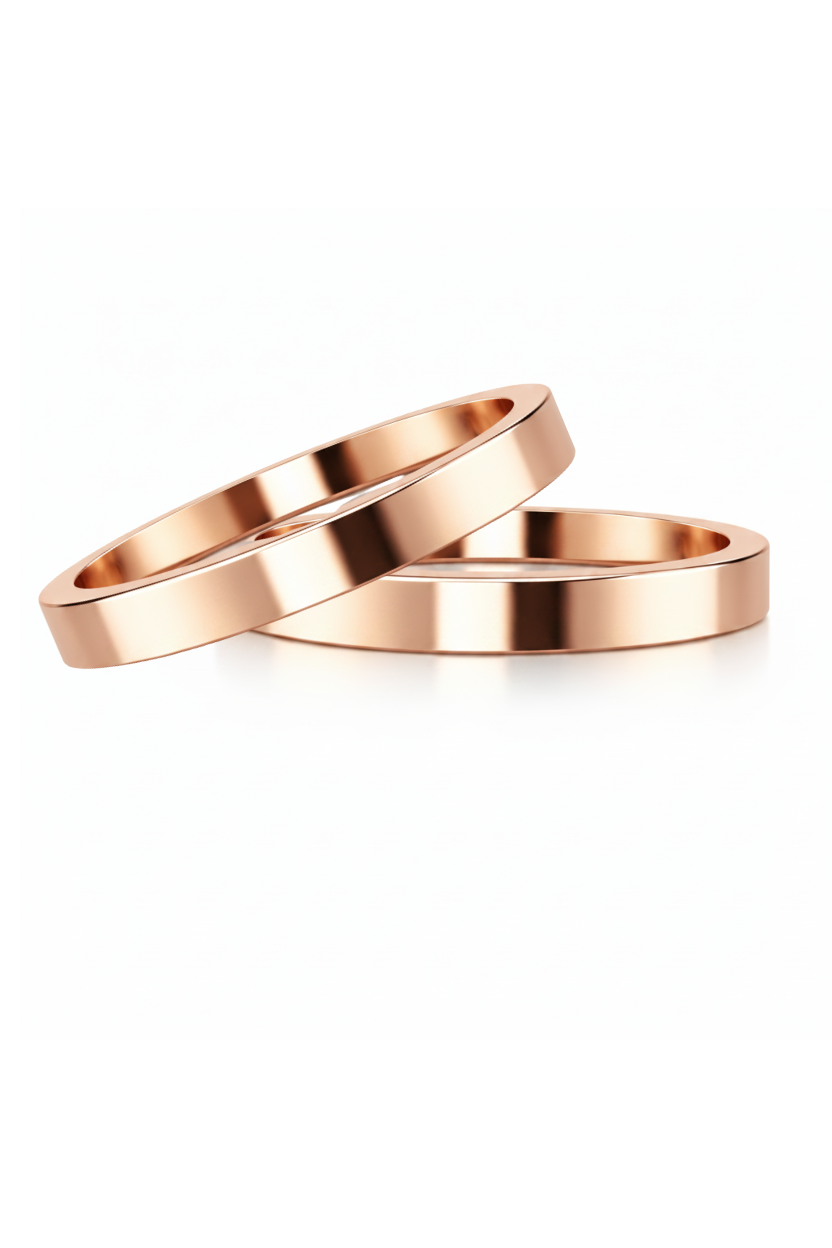 Dúo liso recto en oro rosa 3mm