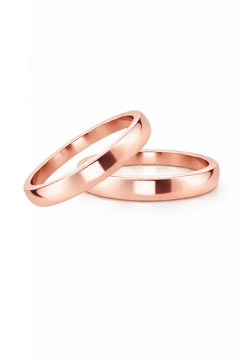 Dúo liso curvo en oro rosa 4mm