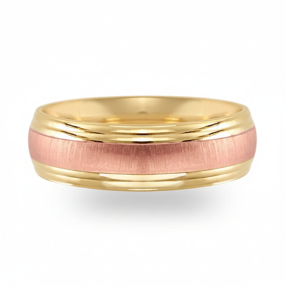 Argolla confort L en oro bitono 10k 6mm