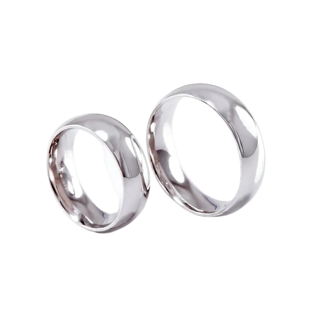 Dúo liso confort AB en oro blanco 14k 6mm
