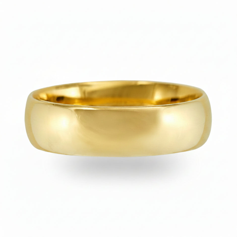 Argolla confort lisa AA en oro amarillo 14k 6mm