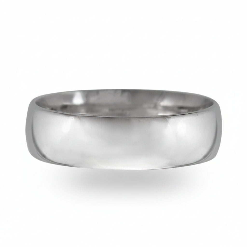 Argolla confort lisa AB en oro blanco 10k 6mm