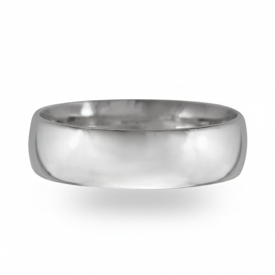 Argolla confort lisa AB en oro blanco 14k 6mm