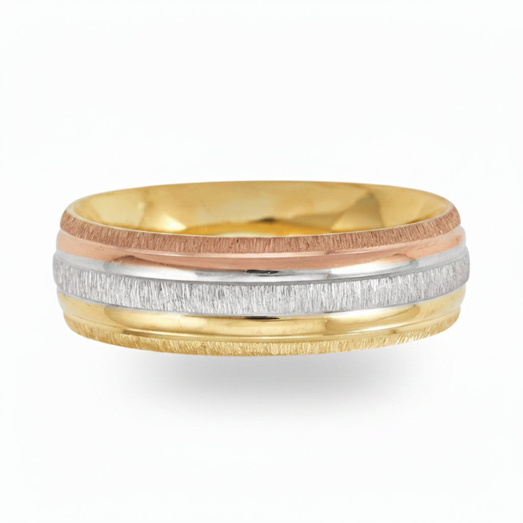 Argolla confort J3 en oro tricolor 10k 6mm