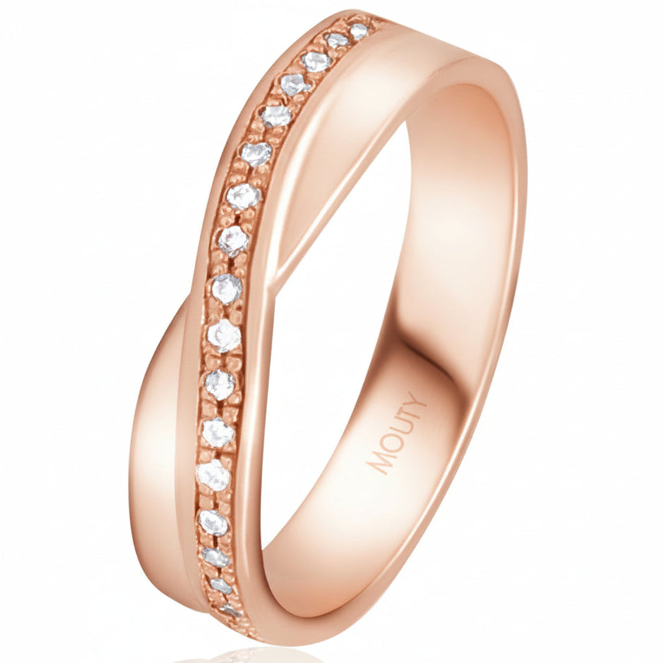 Argolla Infinite en oro rosa 5mm con circonias