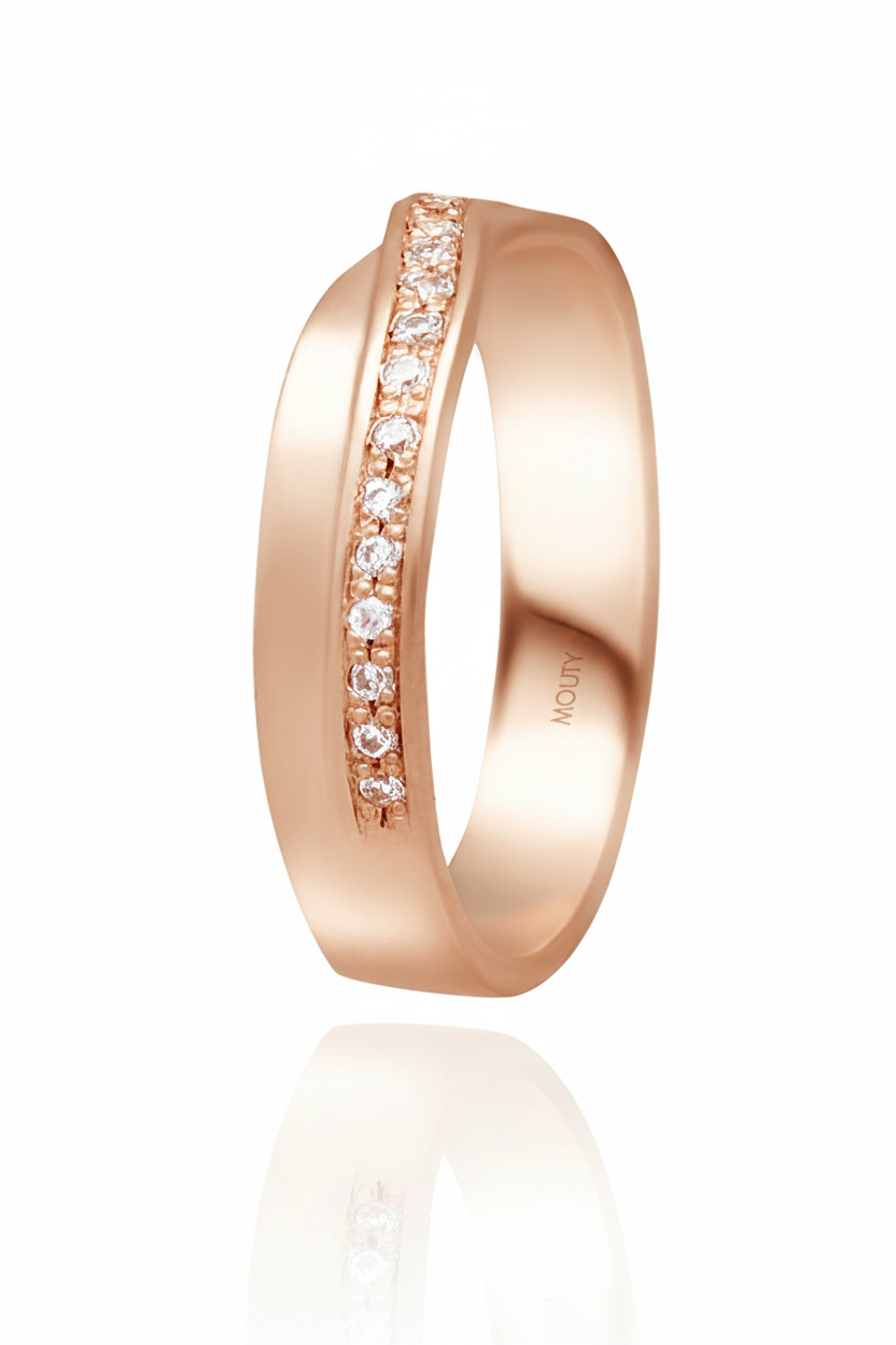 Argolla Infinite en oro rosa 5mm con circonias